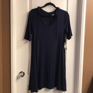 Navy Hooded Swing Dress w/Pockets Soho Street